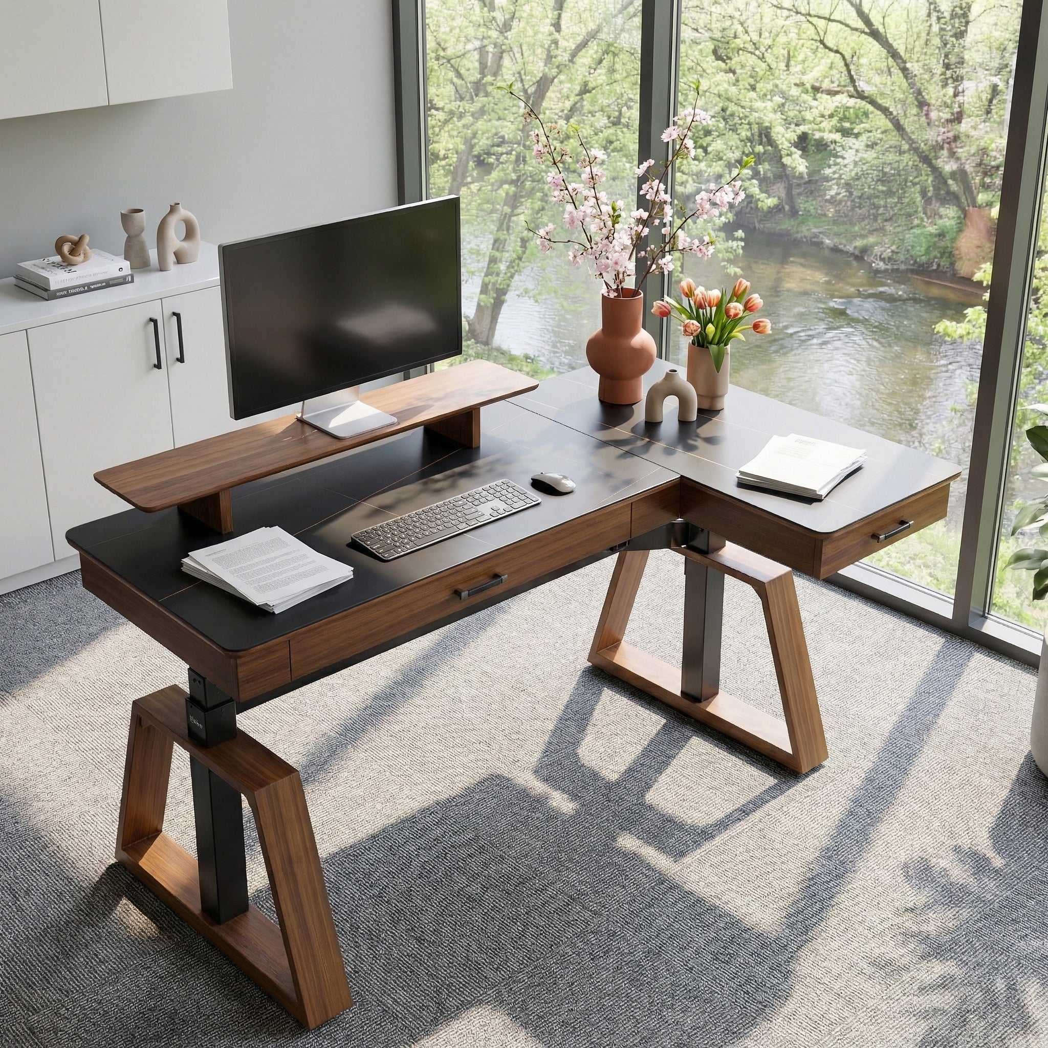 Clean organized workspace with natural light for healthy ergonomics